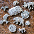 10mm flat BEAR slider ANT SILVER - 10 pcs