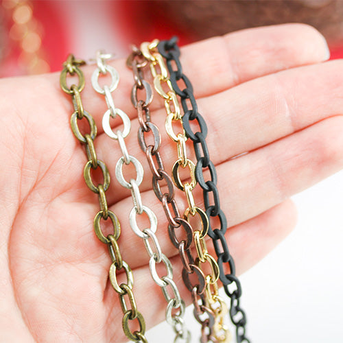 Antique Brass finish is first chain from left