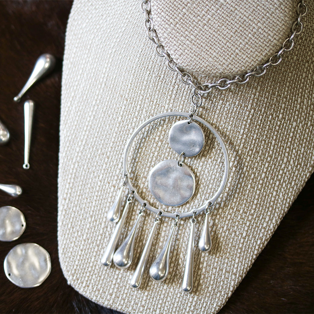 25mm Raindrop Pendant ANT SILVER - 10 pcs