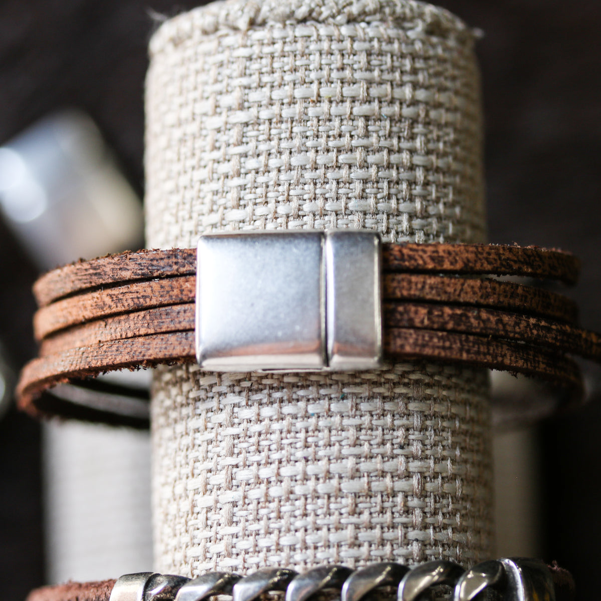 13mm flat ROUNDED magnetic clasp ANT SILVER - 10 clasps