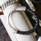 8mm round POLYGON HALF-CUFF magnetic clasp ANT SILVER - 5 clasps