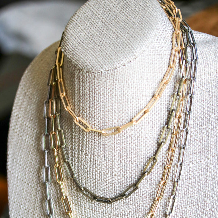 Chunky Paperclip chain ANT. SILVER