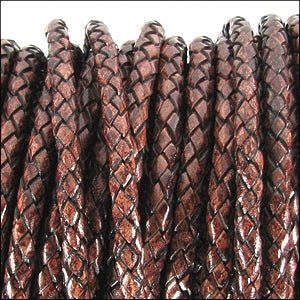 3mm round BRAIDED Euro leather TOBACCO - meter