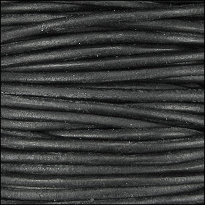 3mm round Indian leather - black  - 25m SPOOL