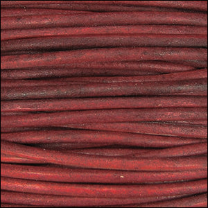 2mm round Indian leather - red natural dye - 25m SPOOL