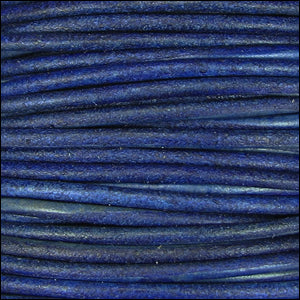 2mm round Indian leather - blue natural dye - 25m SPOOL