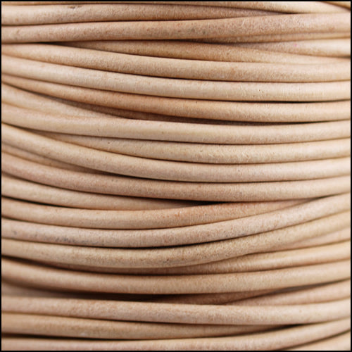 3mm round Indian leather - NATURAL - 25m SPOOL