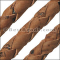 6mm round BRAIDED CORK SADDLE BROWN - meter