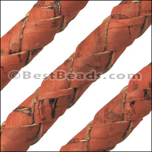 6mm round BRAIDED CORK ORANGE - meter