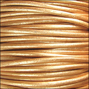 2mm round Indian leather - METALLIC gold - 25m SPOOL