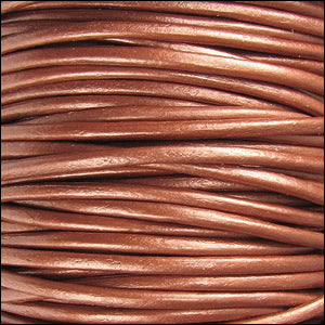 2mm round Indian leather - METALLIC COPPER - 25m SPOOL