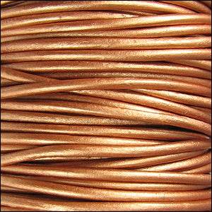 2mm round Indian leather - METALLIC bronze - 25m SPOOL