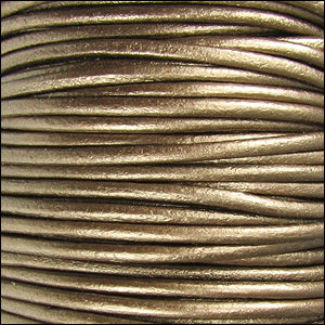 2mm round Indian leather - METALLIC kansa - 25m SPOOL
