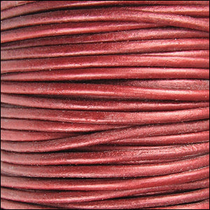 2mm round Indian leather - METALLIC moroccan red - 25m SPOOL