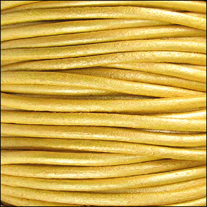2mm round Indian leather - METALLIC mustard - 25m SPOOL