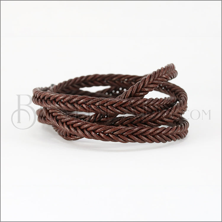 10 x 4.5mm Braided Leather Strip STYLE 2 7x2 - TAN