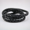 12 x 8mm Braided Leather Strip STYLE 4 6x5 - BLACK