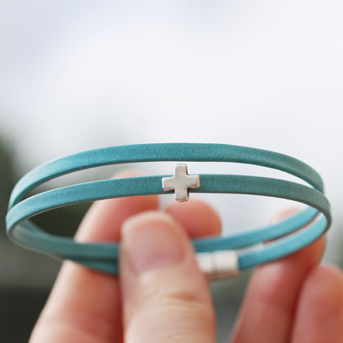 3mm flat DENVER leather TURQUOISE - meter