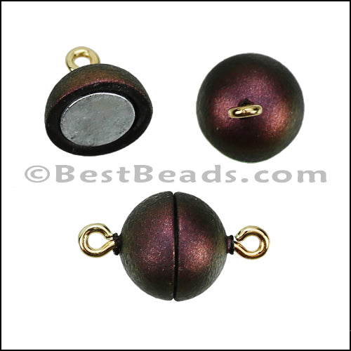 10mm round ACRYLIC BEADING magnetic clasp IRIDESCENT RED - 10 pcs