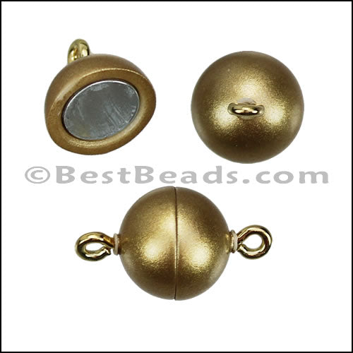 10mm round ACRYLIC BEADING magnetic clasp MATTE GOLD - 10 pcs