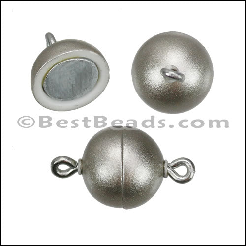 10mm round ACRYLIC BEADING magnetic clasp PEWTER - 10 pcs