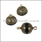 ACRYLIC BEADING magnetic clasp 10mm FLOWER BLACK/GOLD - 10 pcs