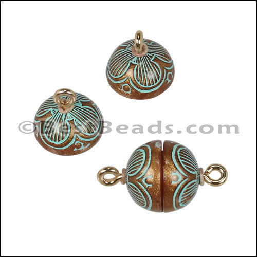 ACRYLIC BEADING magnetic clasp 10mm FLOWER PATINA - 10 pcs