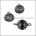 ACRYLIC BEADING magnetic clasp 10mm STRIPE BLACK/SILVER - 10 pcs