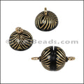 ACRYLIC BEADING magnetic clasp 10mm STRIPE BLACK/GOLD - 10 pcs