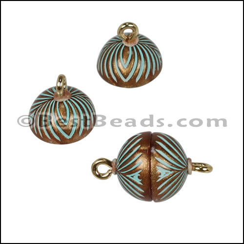 ACRYLIC BEADING magnetic clasp 10mm STRIPE PATINA - 10 pcs