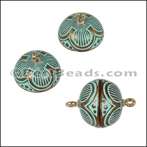ACRYLIC BEADING magnetic clasp 14mm FLOWER PATINA - 10 pcs