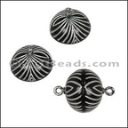 ACRYLIC BEADING magnetic clasp 14mm STRIPE BLACK/SILVER - 10 pcs
