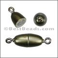 Small Barrel ACRYLIC BEADING magnetic clasp OLIVE - 10 pcs