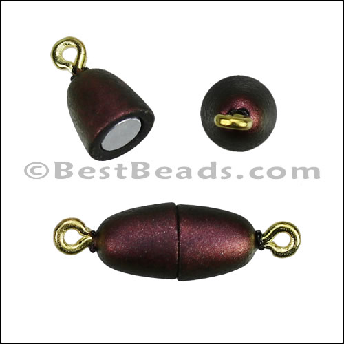 Small Barrel ACRYLIC BEADING magnetic clasp IRIDESCENT RED - 10 pcs