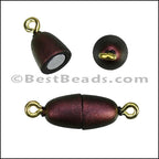Small Barrel ACRYLIC BEADING magnetic clasp IRIDESCENT RED - 10 pcs