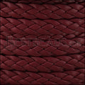 10mm flat BRAIDED leather BORDEAUX - 1 meter