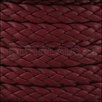 10mm flat BRAIDED leather BORDEAUX - 1 meter