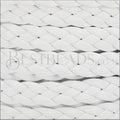 10mm flat BRAIDED leather WHITE - 1 meter