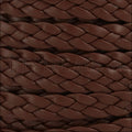 10mm flat BRAIDED leather BROWN - 1 meter
