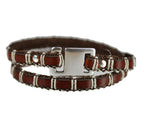 8mm flat ORNATE leather MED BROWN WITH CORD - meter