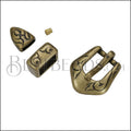 10mm Flat WESTERN Buckle Set ANT BRASS - 10 pcs