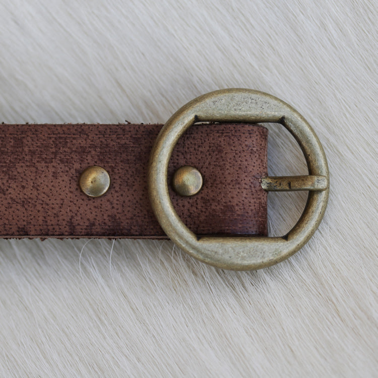 20mm Flat CIRCLE DOUBLE Buckle ANT BRASS - 10 pcs