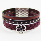 10mm flat BRAIDED leather BORDEAUX - 1 meter