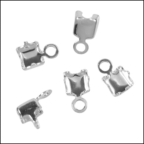 4mm crystal chain connector SILVER PLATE - 10 pcs