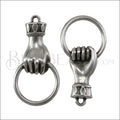 HAND w/ RING charm ANT SILVER - 10 pcs