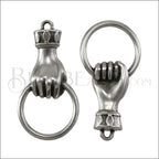 HAND w/ RING charm ANT SILVER - 10 pcs