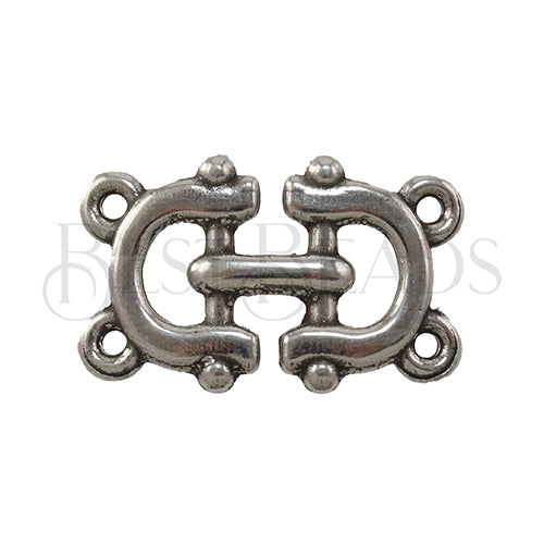 4-loop SNUFFLE BIT connector charm ANT SILVER - 5 pcs