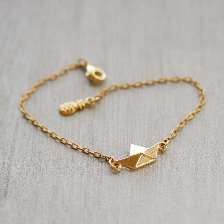 Origami Boat Connector Charm SHINY GOLD - 10 pcs