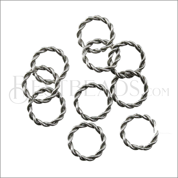 8mm Euro Twisted Jump Ring - ANTIQUE SILVER - 100 pcs