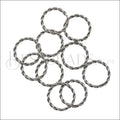 10mm Euro Twisted Jump Ring - ANTIQUE SILVER - 80 pcs